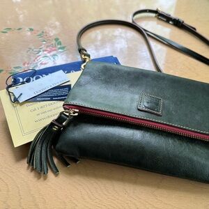 Dooney & Bourke Ivy Green Florentine Leather Foldover Crossbody Bag